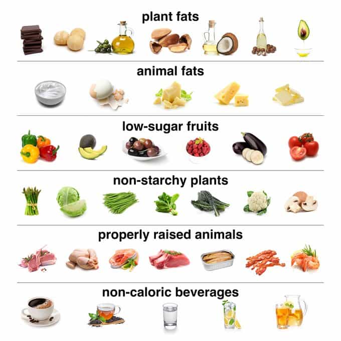 Images of food from the low carb food pyramid