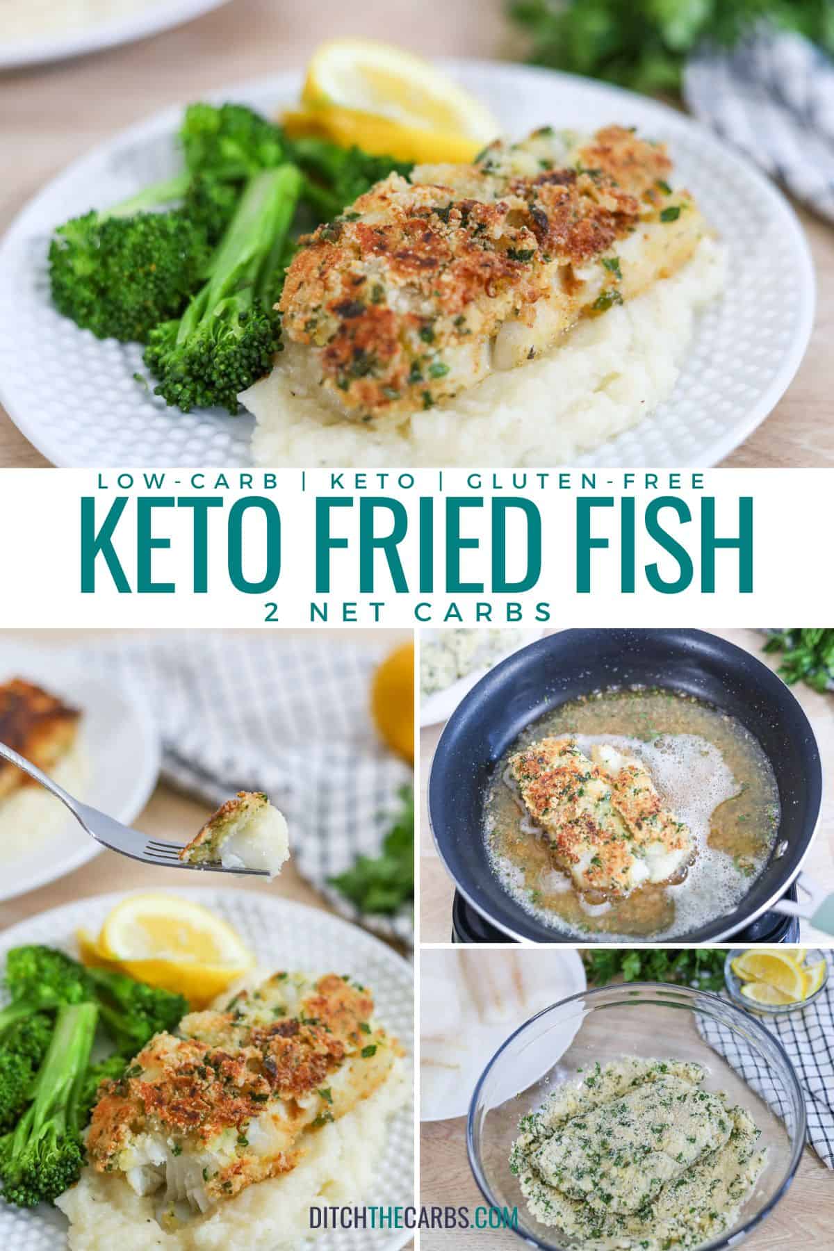collage of how to make keto fried-fish