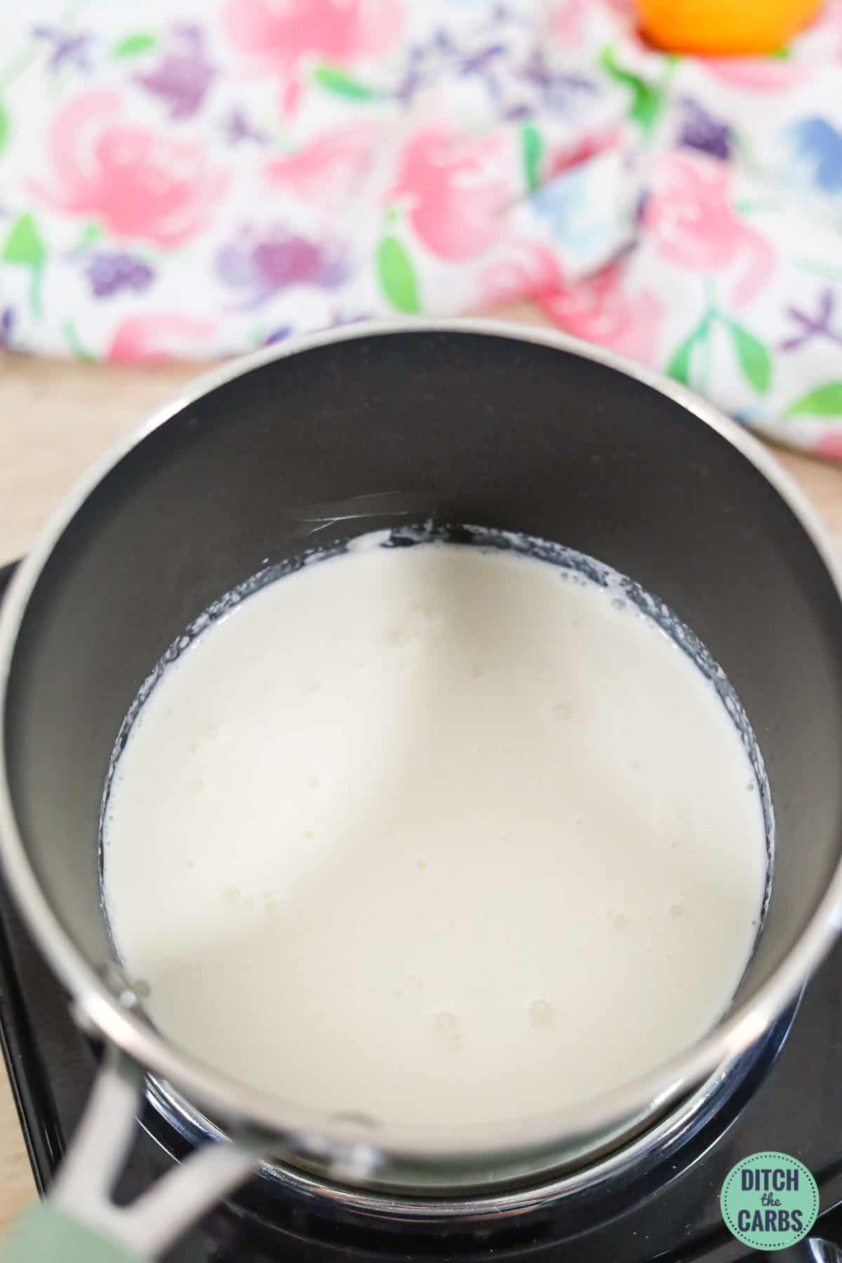hot milk in a pan