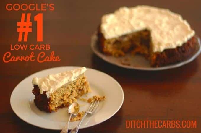 This is Google's No. 1 Low Carb Carrot Cake.  Sugar-free, gluten-free, cereal-free and wheat-free.  Simple recipe to follow and the best cream cheese topping way to go all out.  #lowcarb #sugarfree |  ditchthecarbs.com