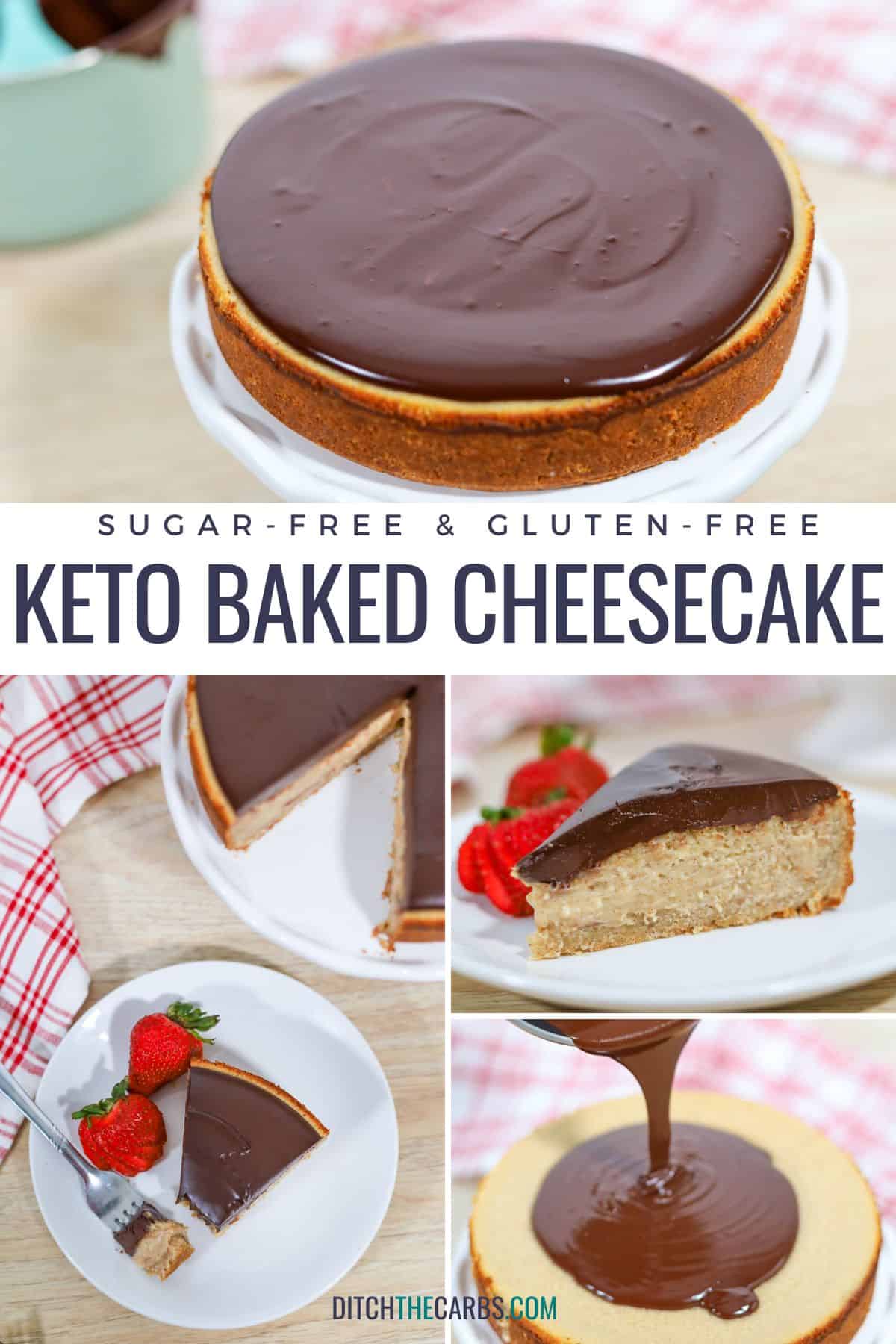 collage of how to make keto cheesecake