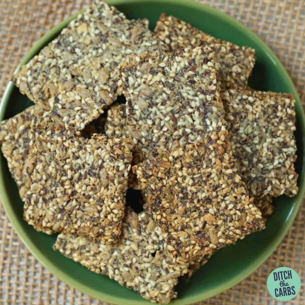 wheat-free crackers on a green plate