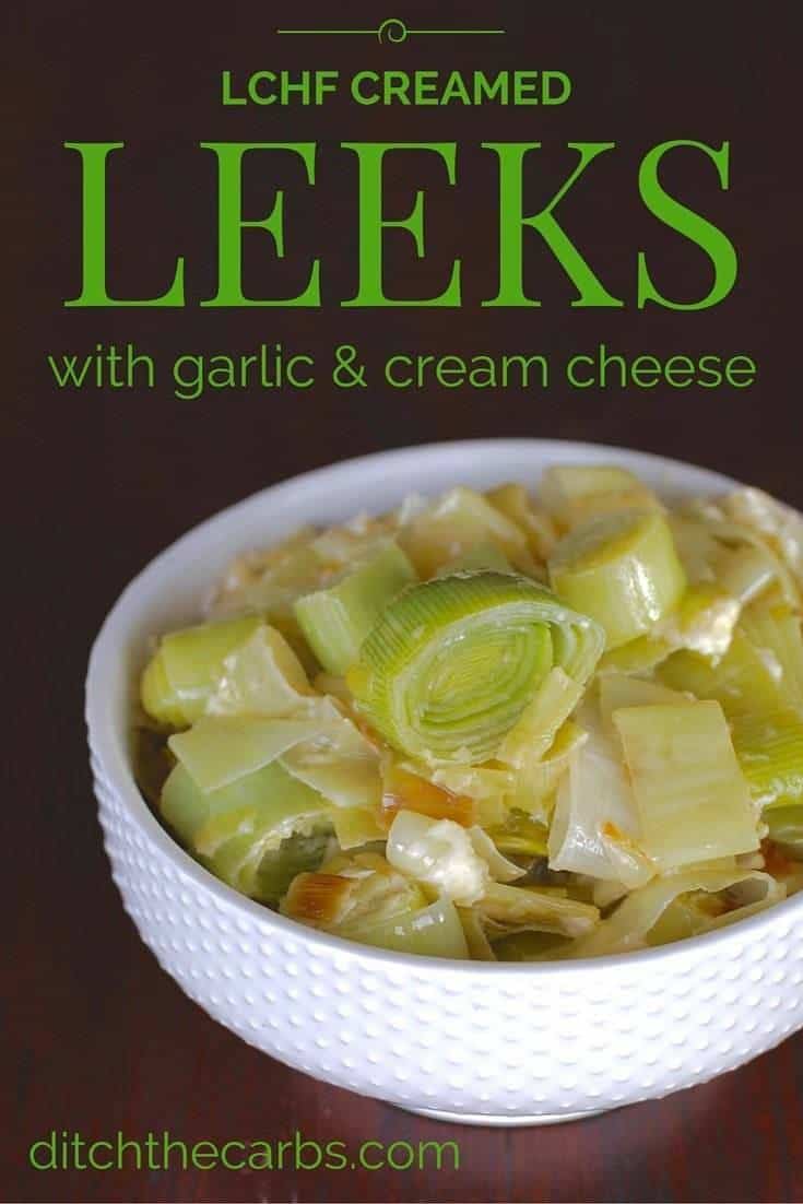 Amazing low carb creamed leeks with garlic and cream cheese. So simple and incredibly tasty. | ditchthecarbs.com