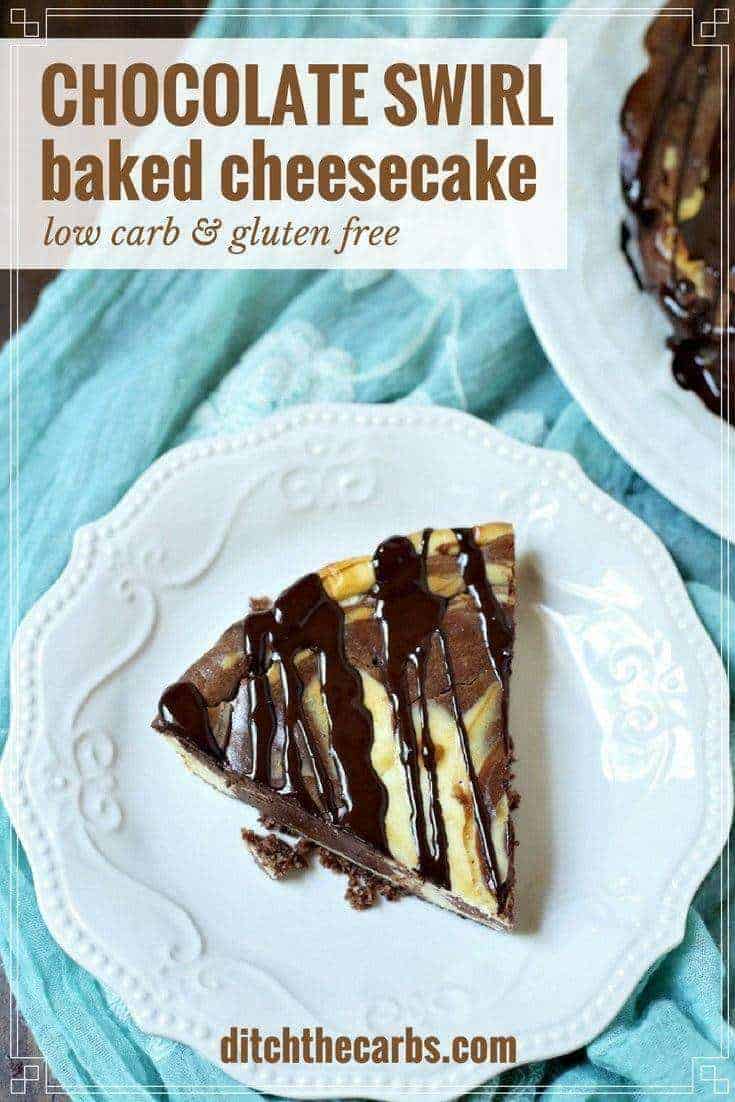 Low carb cheesecake with chocolate swirl