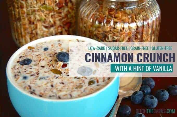 Home-made healthy pantry recipe for sugar-free and grain-free Cinnamon Crunch.