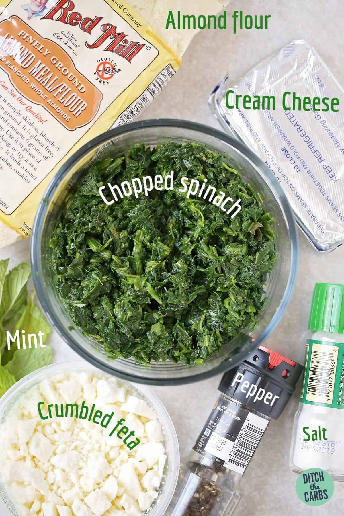 ingredients needed to make keto spinach pie