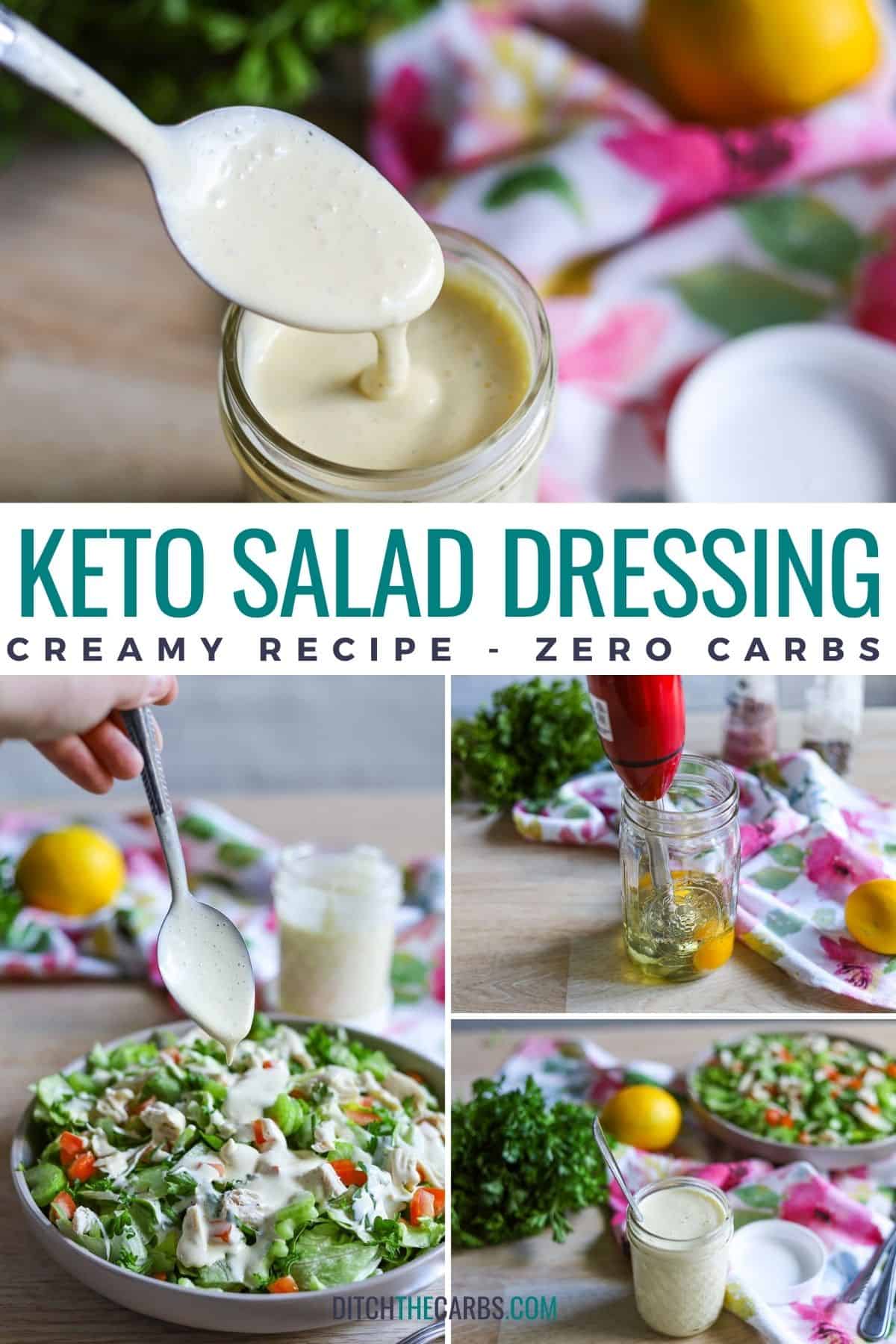 collage of how to make easy keto salad dressing