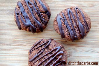 Chocolate cookies on a wooden board