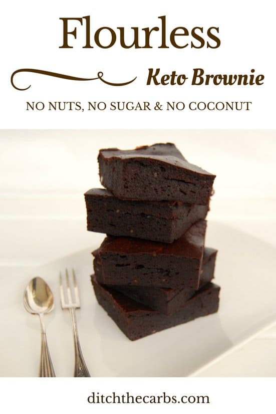 You simply have to try this flourless and nut free keto brownie. It has no added sugar, no coconut, no nuts and is simply the easiest thing to make, all using a stick blender! | ditchthecarbs.com