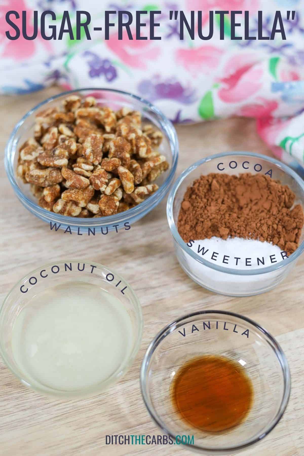 labelled ingredients to make sugar-free Nutella