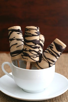 latte ice cream bars in a coffee mug