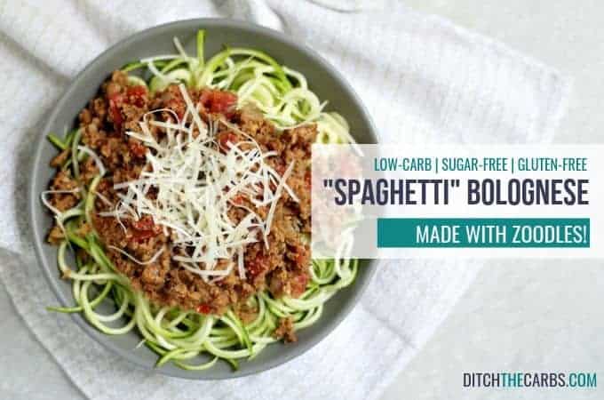 Delicious low-carb bolognese over zoodles.