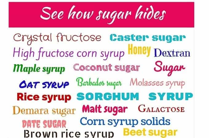Names of sugar collage