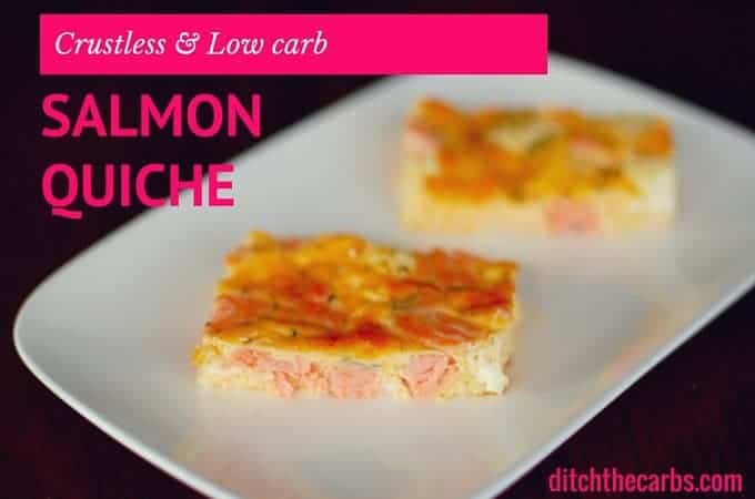 Sliced squares of salmon quiche