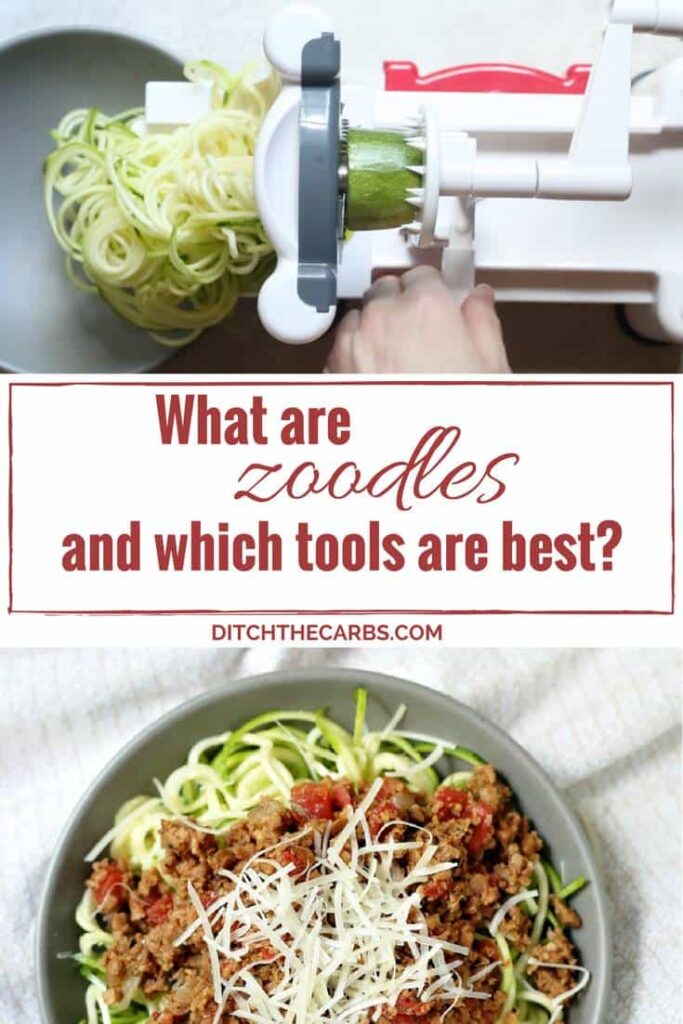 Hands showing you how to make zucchini noodles and which kitchen tool is this