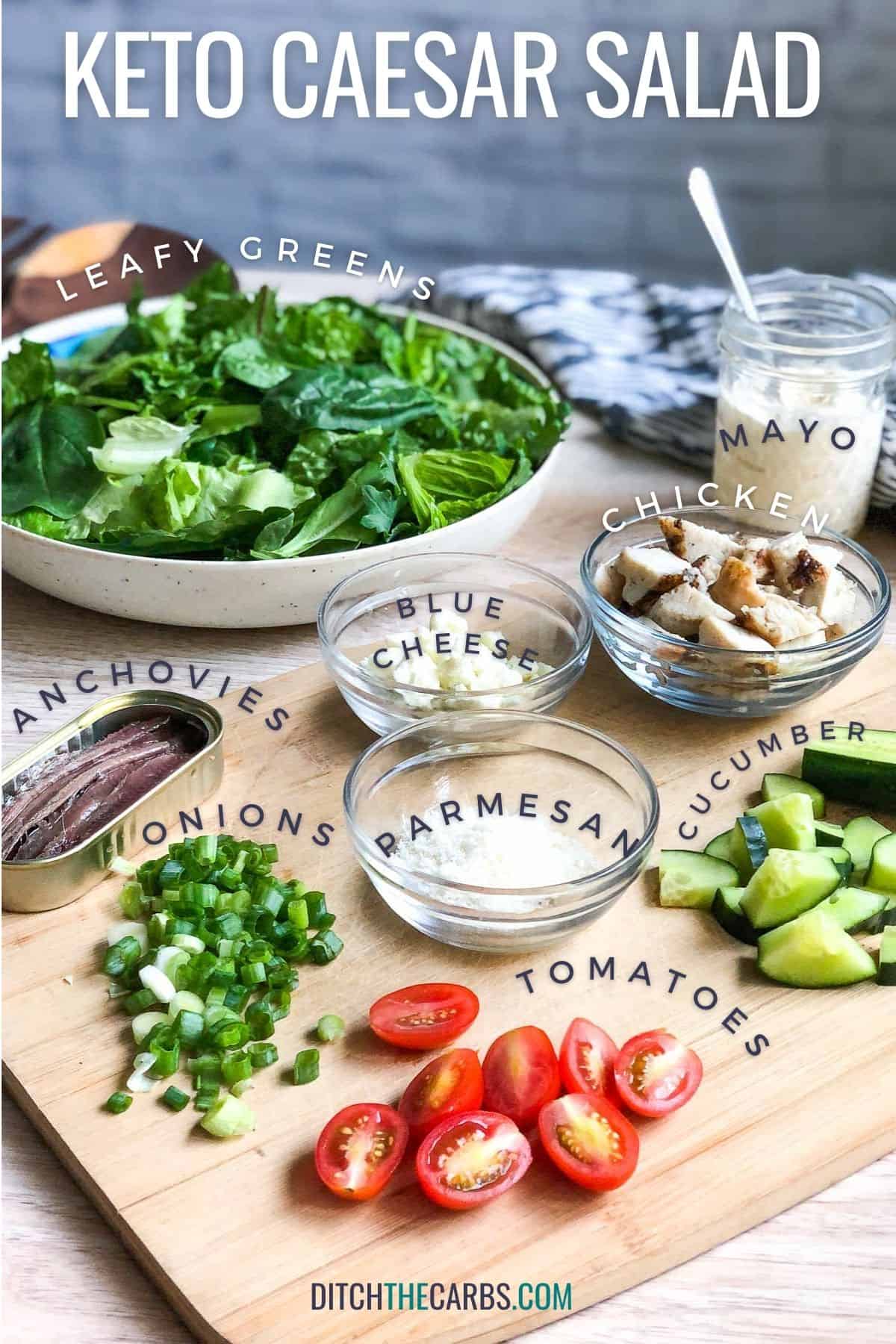 ingredients to make a keto Caesar salad