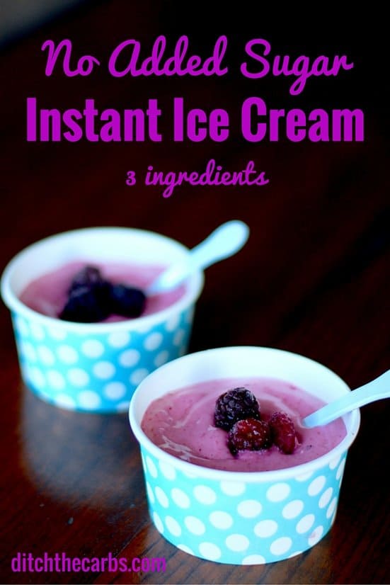 Three ingredient instant ice cream served in paper cups and plastic spoons