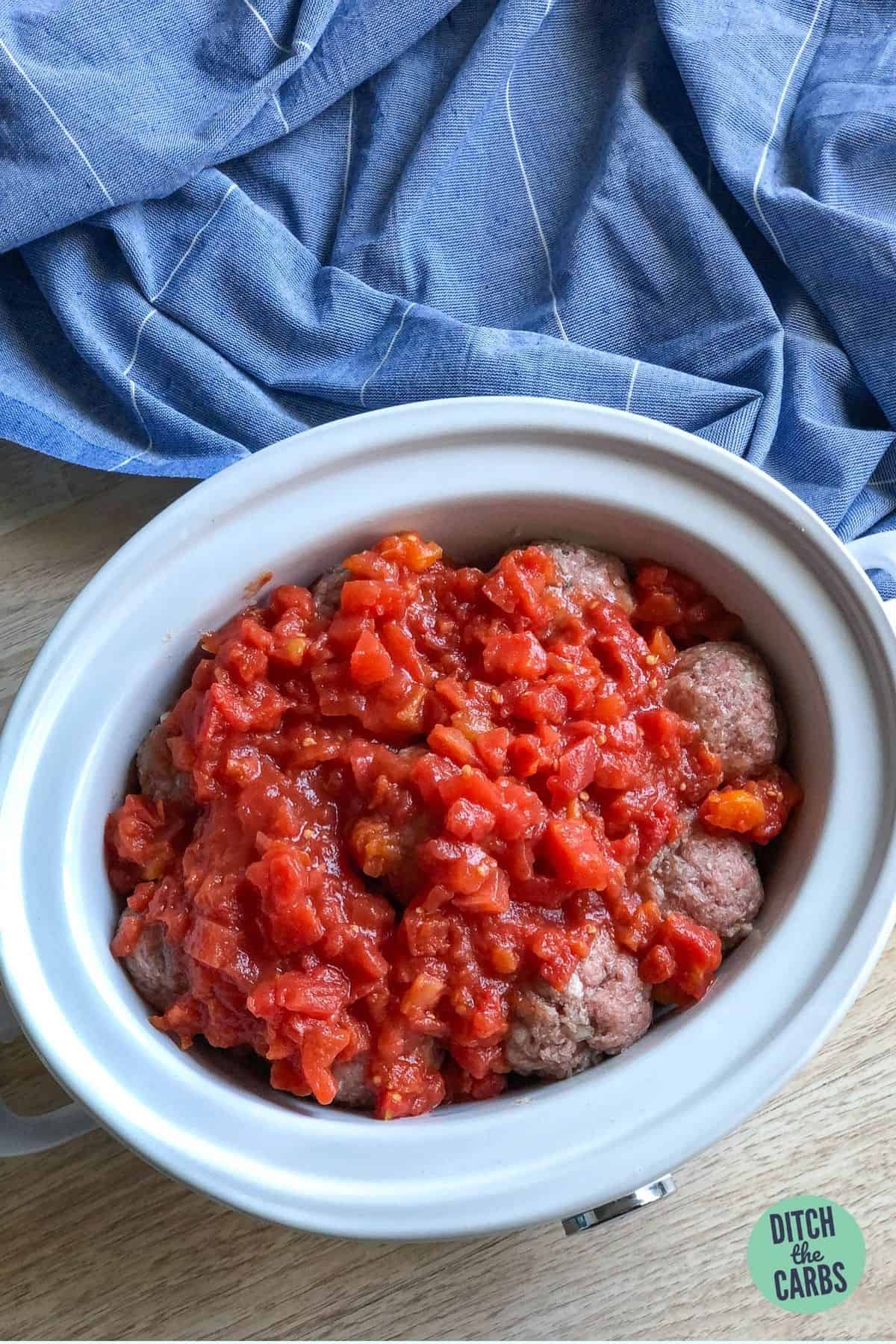 keto self-saucing meatballs in the slow-cooker