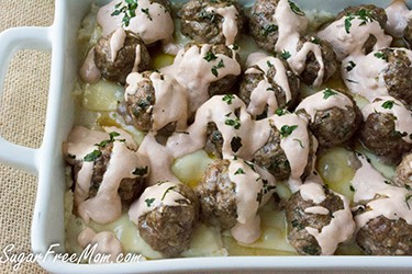 meatballs covered in a creamy sauce
