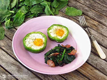shamrock eggs served with green spinach