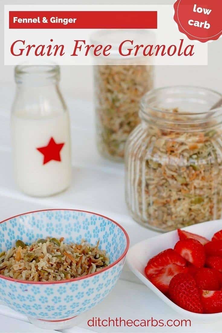 fennel and ginger granola recipes in blow bowl