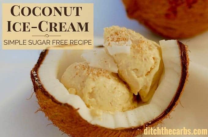 How easy is this sugar free coconut ice cream recipe? No ice cream maker is required, and you could be eating this by tonight. | ditchthecarbs.com