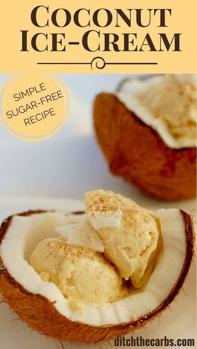 How easy is this sugar free coconut ice cream recipe? No ice cream maker is required, and you could be eating this by tonight. | ditchthecarbs.com
