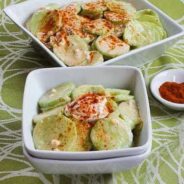 Cucumber salad sprinkled with chili powder