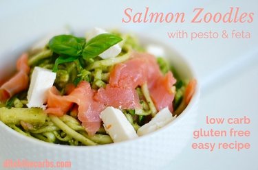 Zucchini noodle salad and kale pesto