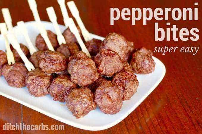 Super easy pepperoni bites served with wooden toothpicks
