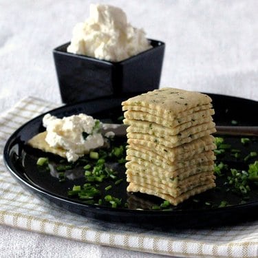 Stack of crackers with dips