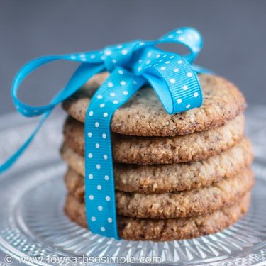 Cookie stack tied with blue ribbon