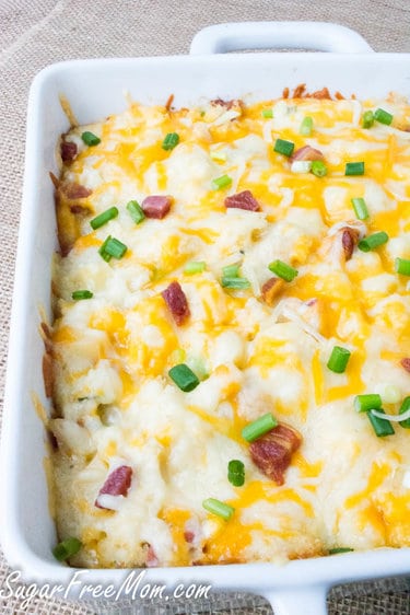 Cauliflower mac and cheese with bacon