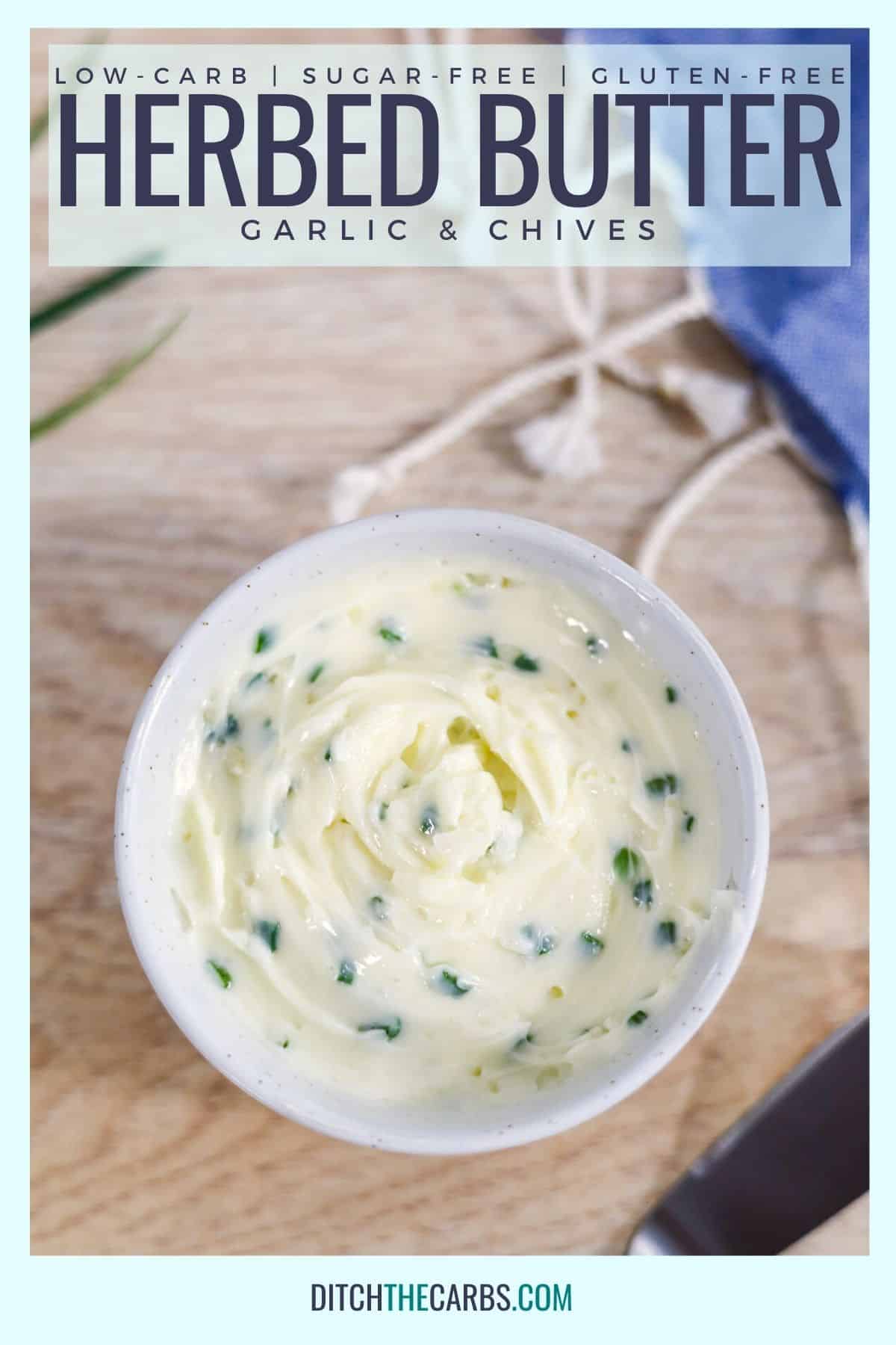 herbed butter recipe in a small white pot