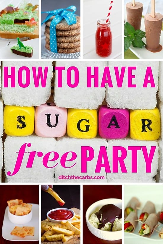 Collage of various images showing how to have a sugar free birthday party