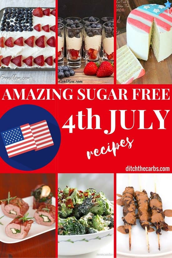 Collage of sugar free 4th July recipes