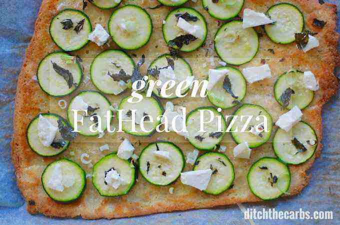 FatHead pizza just got better - green FatHead pizza is incredible, fresh and healthy. Pin for later and try it out this weekend. | ditchthecarbs.com
