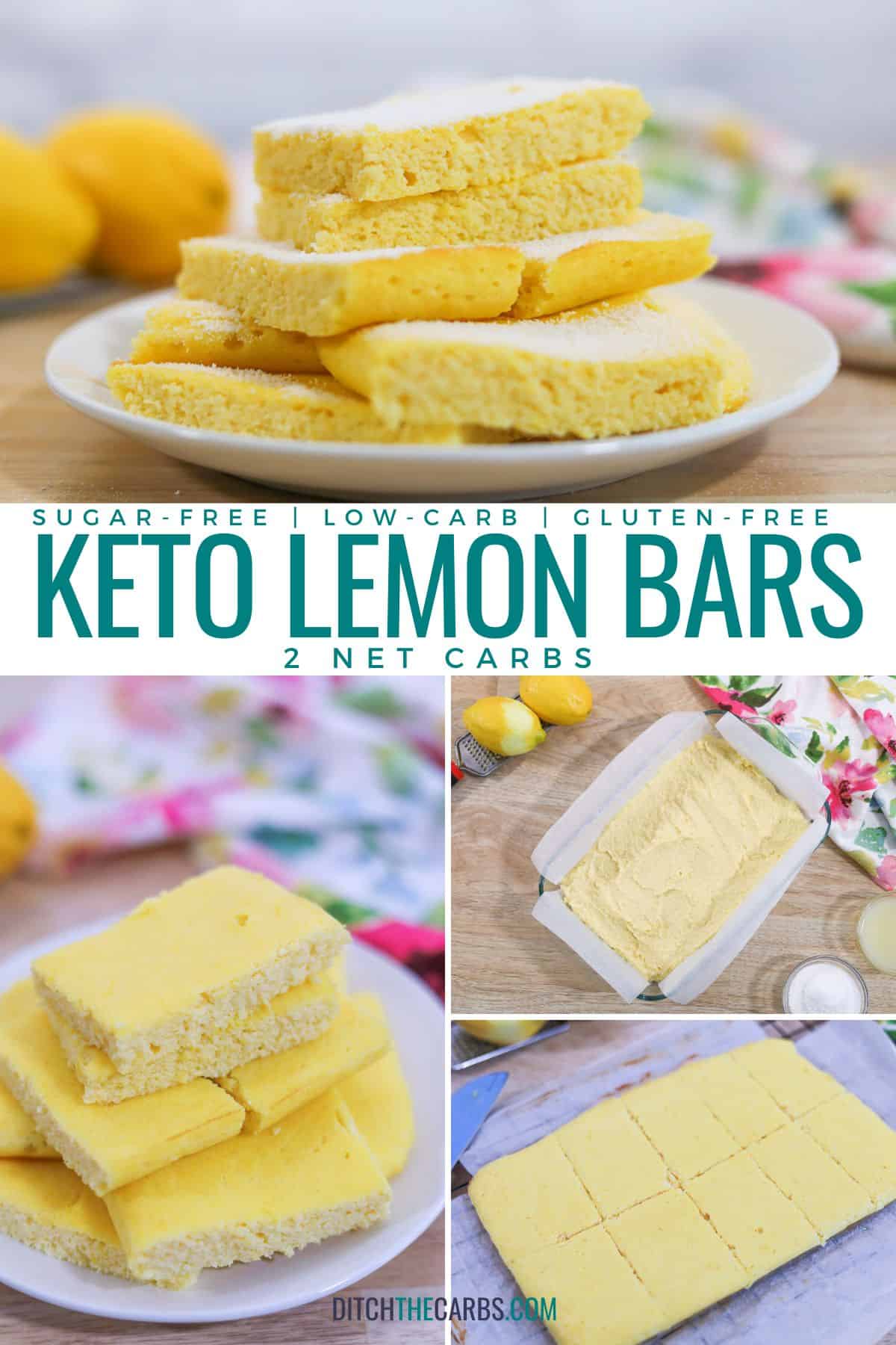 collage of how to make sugar-free keto lemon bars