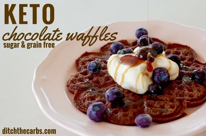 Only 3.4g net carbs!! How To Make Easy Chocolate Keto Waffles, naturally gluten-free because it's made with coconut flour.