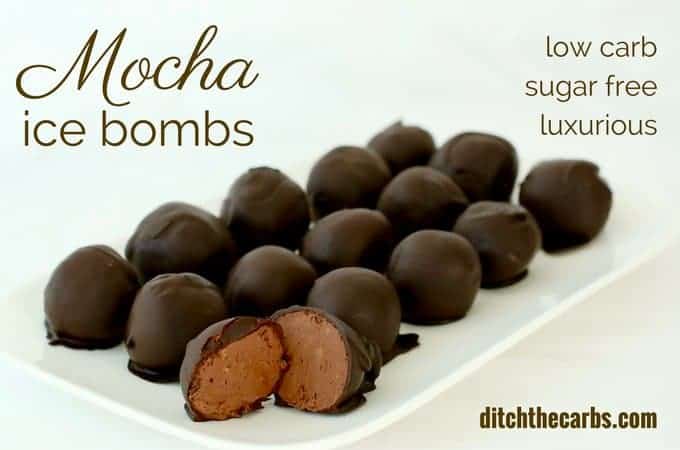 Seriously luxurious!!! This is an incredibly easy recipe for mocha ice bombs that are not only low carb they are sugar free too. | ditchthecarbs.com