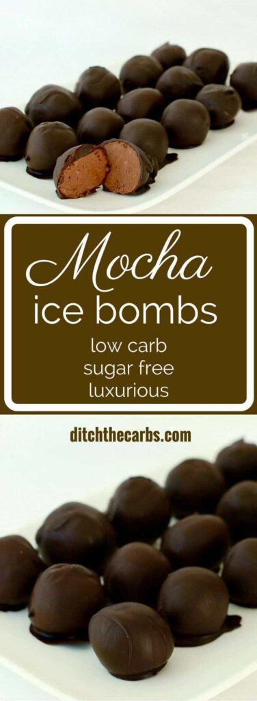 Seriously luxurious!!! This is an incredibly easy recipe for mocha ice bombs that are not only low carb they are sugar free too. | ditchthecarbs.com