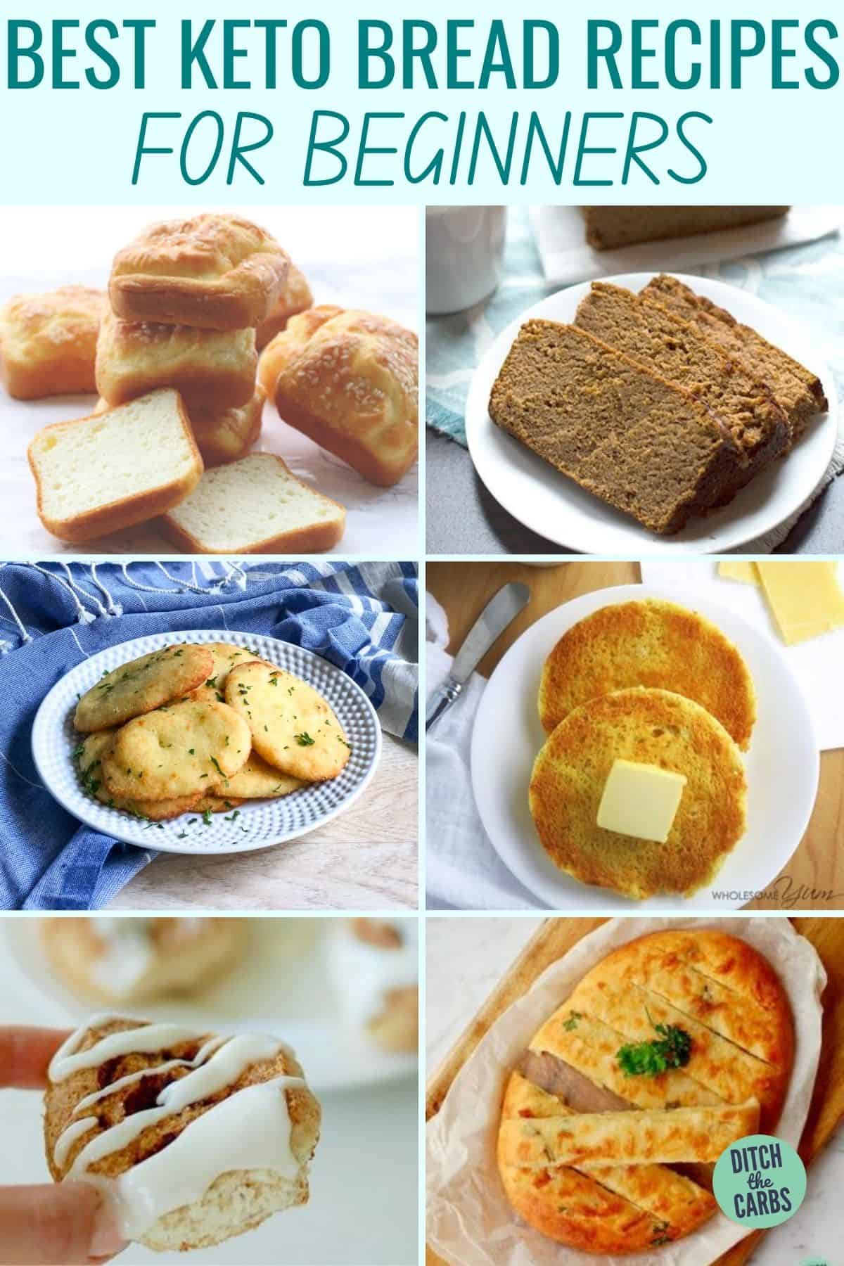 Collage of the best low carb bread recipes for beginners