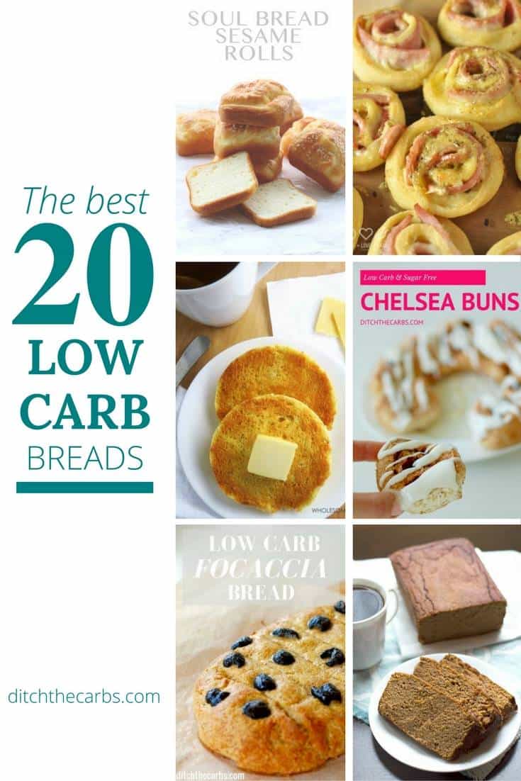 Collage of low carb bread recipes