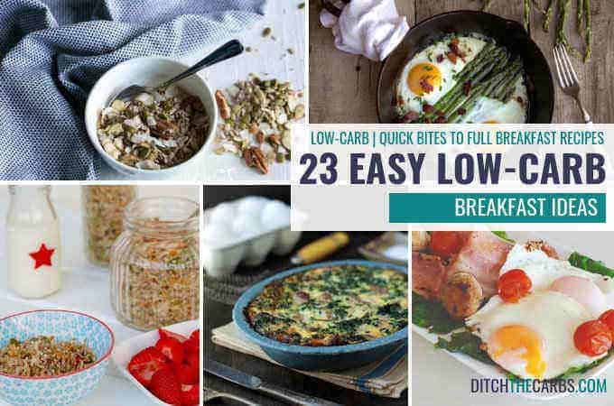 A collage of various low-carb and keto breakfast recipes