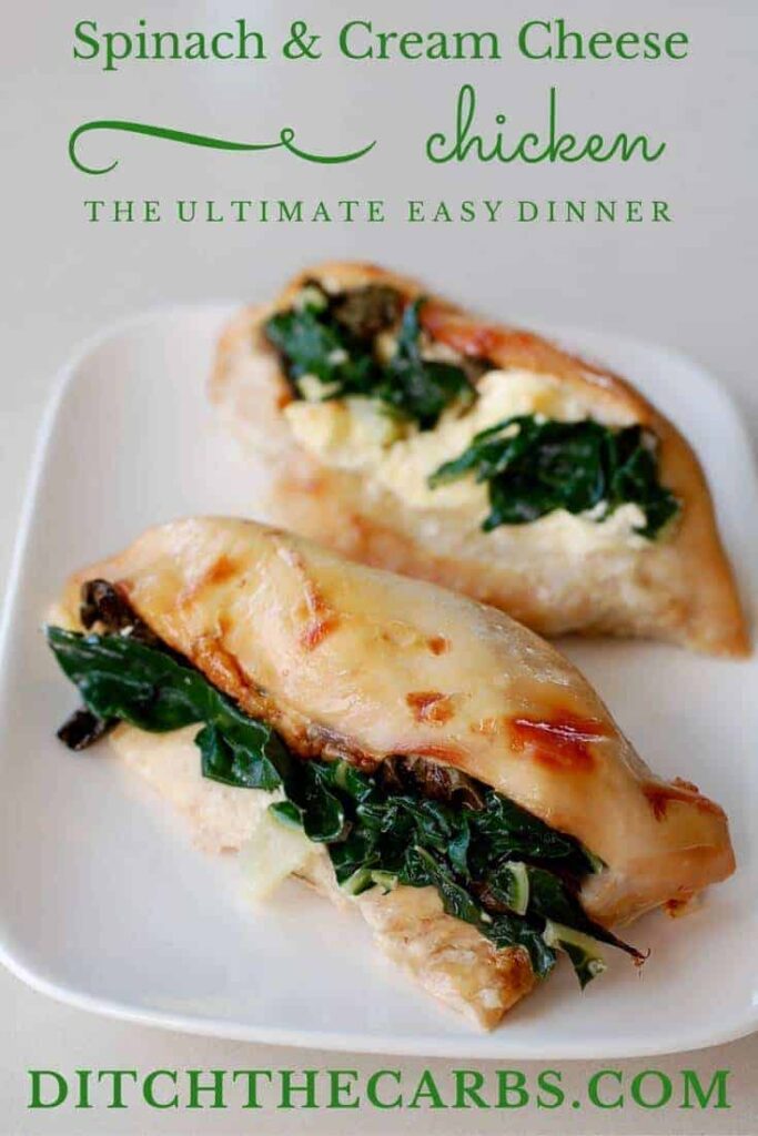 Keto spinach stuffed chicken is super easy to make, and super tasty and filling. Perfect for a winter meal, or even a BBQ. | ditchthecarbs.com