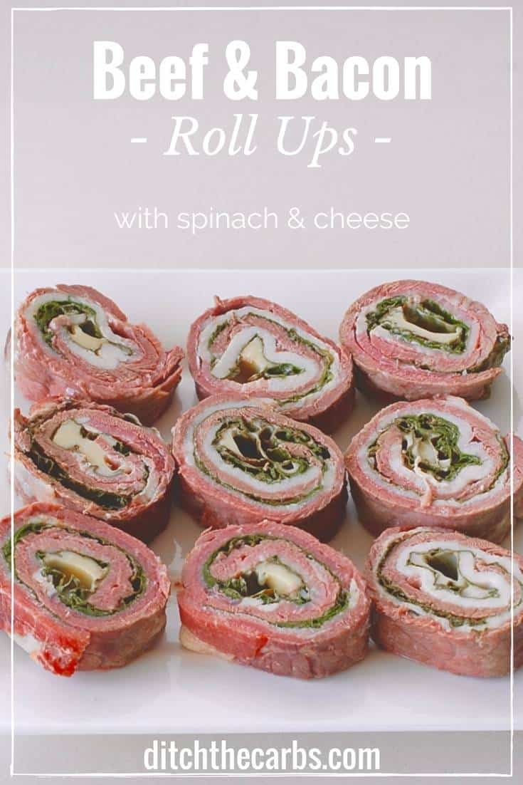 Almost zero carb beef and bacon roll ups can be made as a meal, snack, appetiser or school lunch. The possibilities are endless. | ditchthecarbs.com