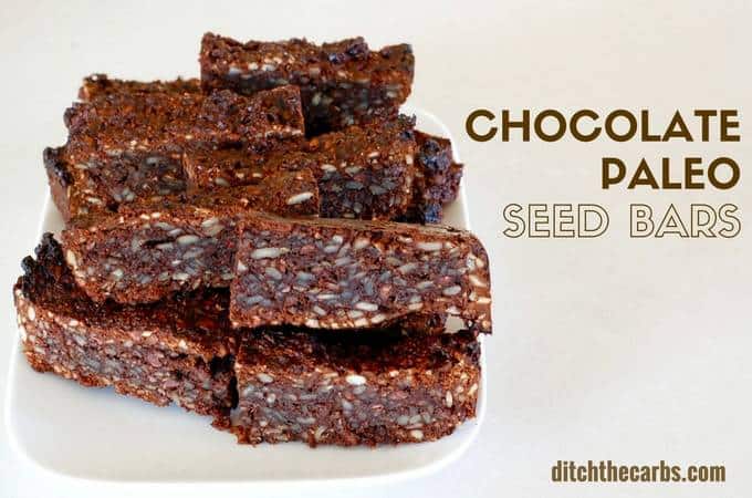 Sugar free chocolate paleo seed bars - an awesome healthy snack and perfect for school lunches. | ditchthecarbs.com