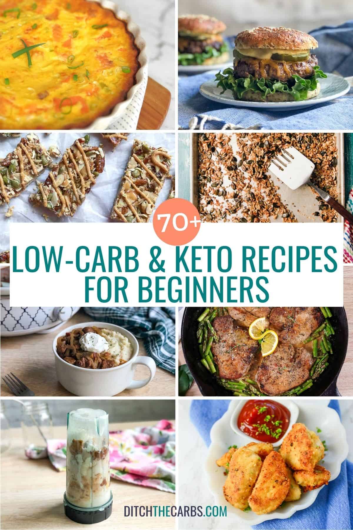 collage of easy low-carb recipes for beginners