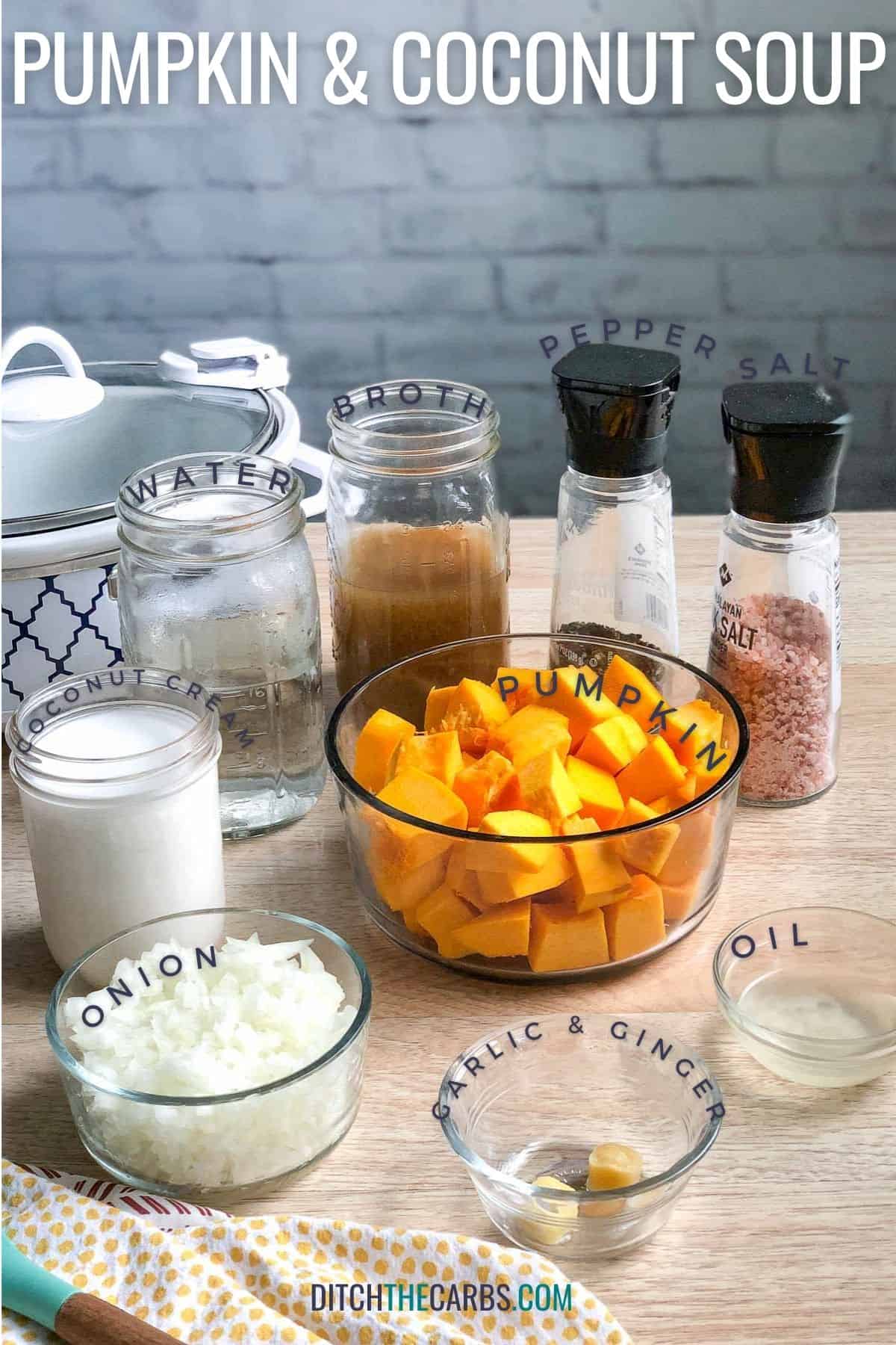 ingredients needed for pumpkin and coconut soup