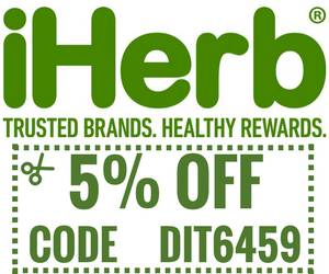 Logo for Iherb and discount code DIT6459